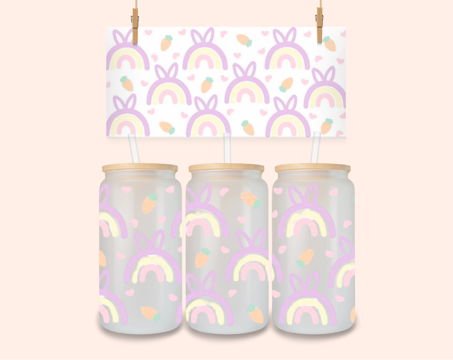 Rainbow Bunny UV DTF 16 Oz