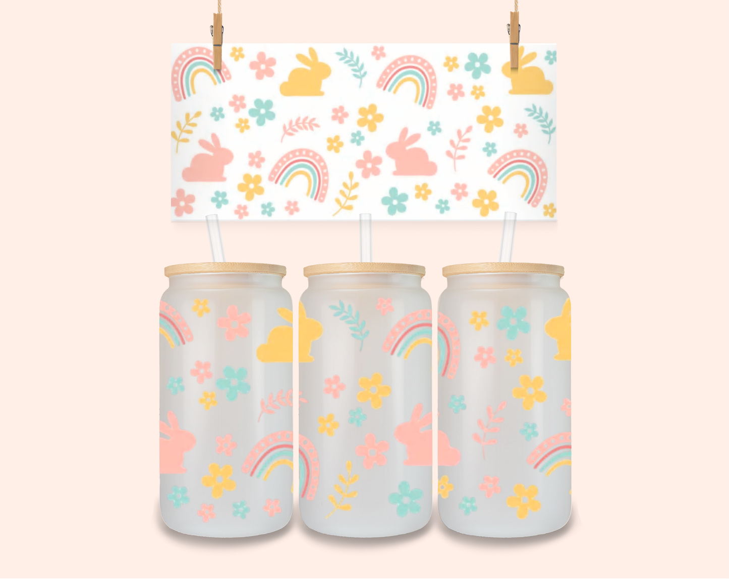 Rainbows and Bunnies UV DTF 16 Oz