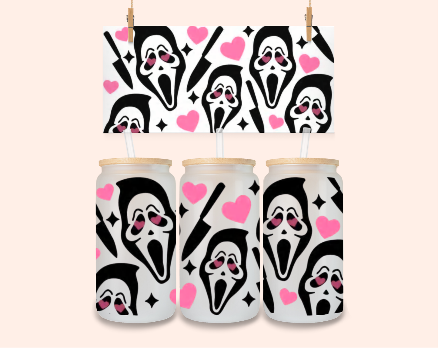 Ghost face UV DTF 16 Oz