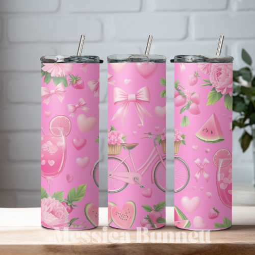 Pink Bike and Hearts Tumbler