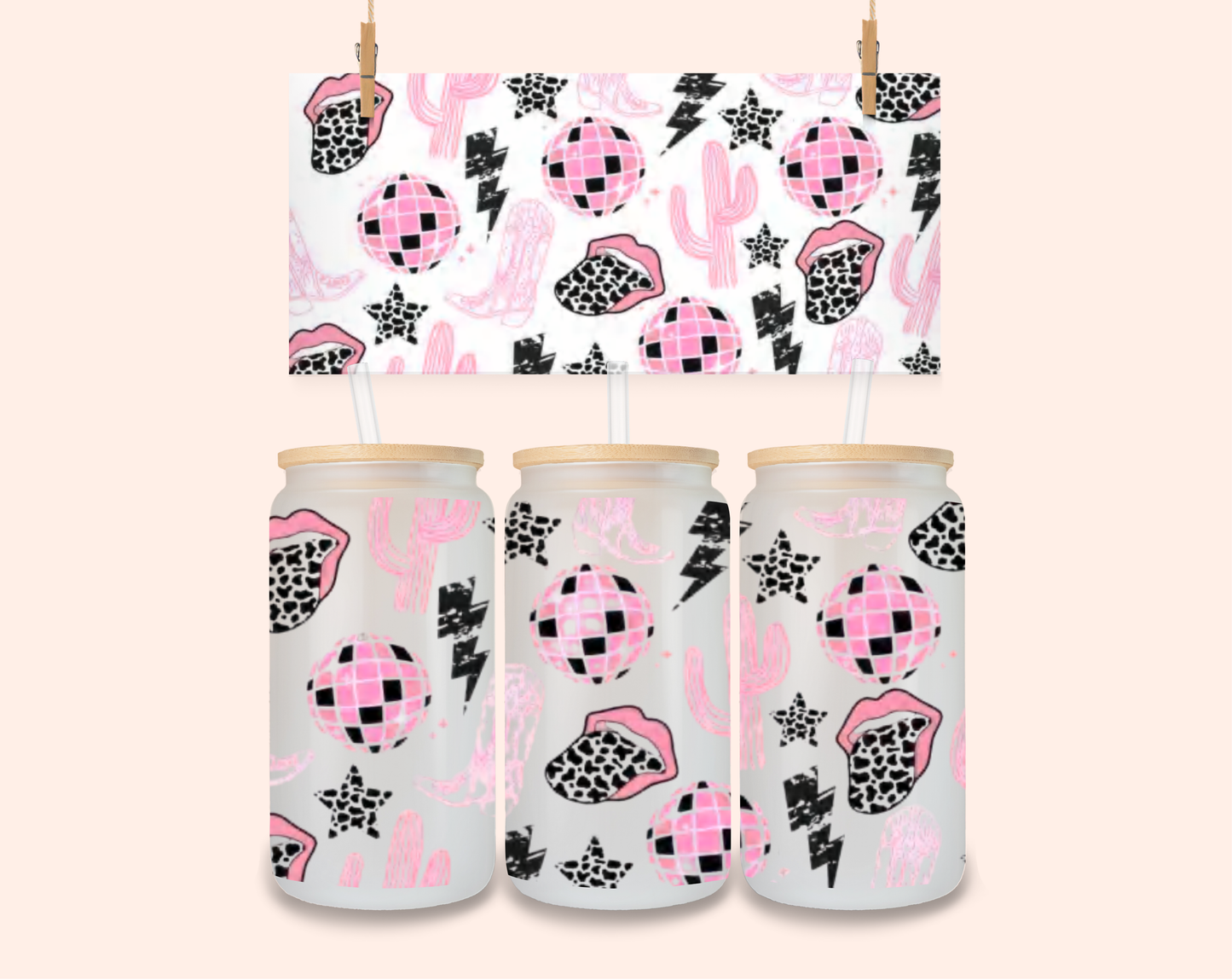 Disco and cowboys UV DTF 16 Oz