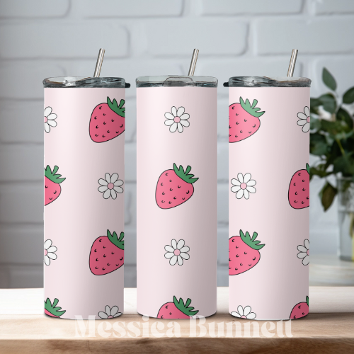 Daisy and Strawberry Tumbler