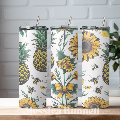 Sunflowers and Pineapple Tumbler