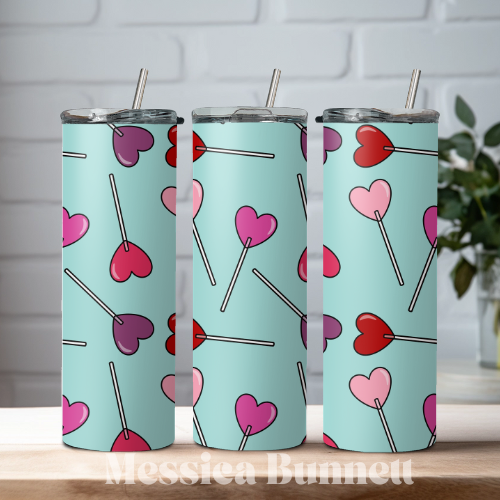 Heart lolly teal Tumbler