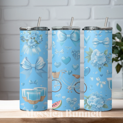 Blue Bike and Hearts Tumbler
