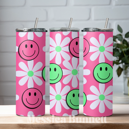 Retro Pink flowers Tumbler