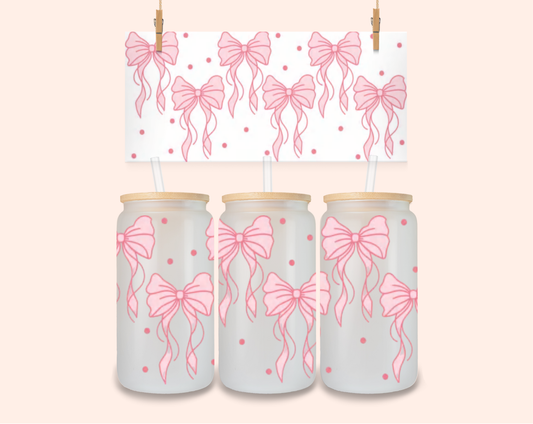 Pink Bows and dots Print UV DTF 16 Oz