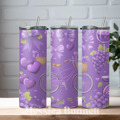 Purple Bike and Hearts Tumbler