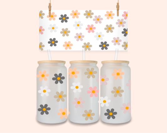 Coloured daisies UV DTF 16 Oz