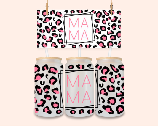 Mamma Leopard Print UV DTF 16 Oz