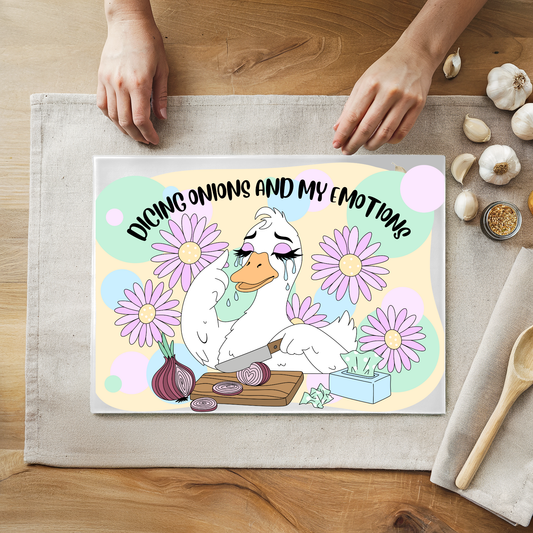 Dicing emotions cutting board