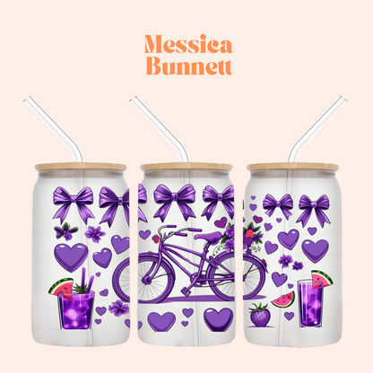 Purple Bike and Hearts Tumbler