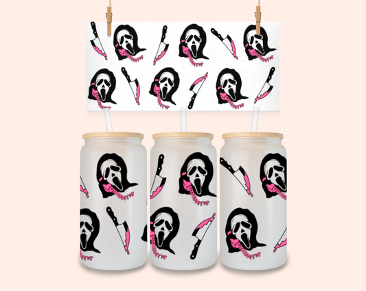 Ghost Face Print UV DTF 16 Oz